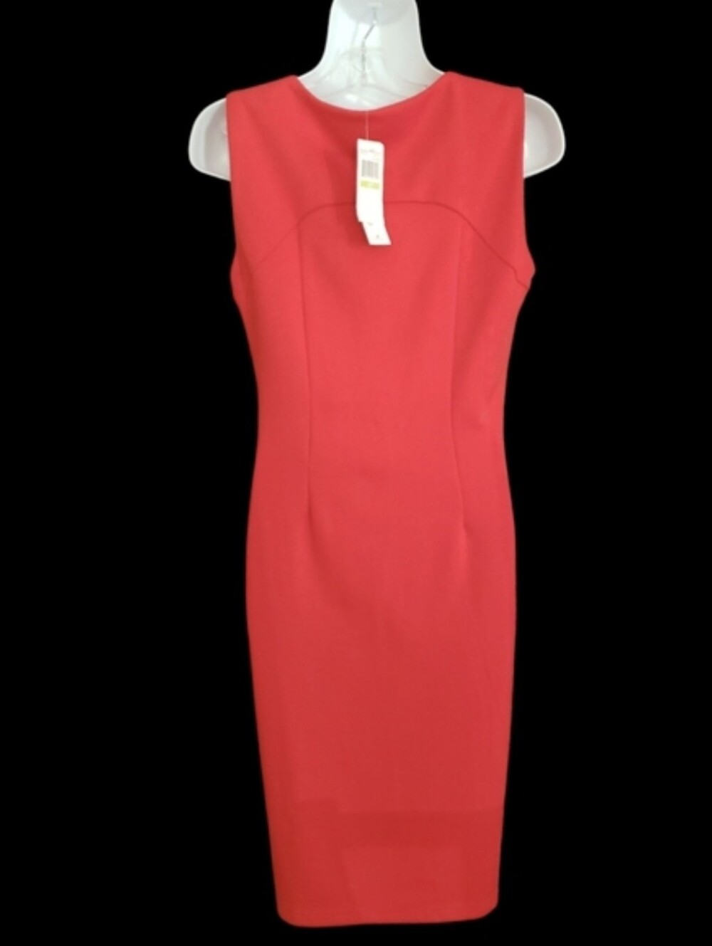 NWT Spense Scarlet Red Midi Cocktail Dress With Ribbed Details Size 4P - Picture 3 of 5